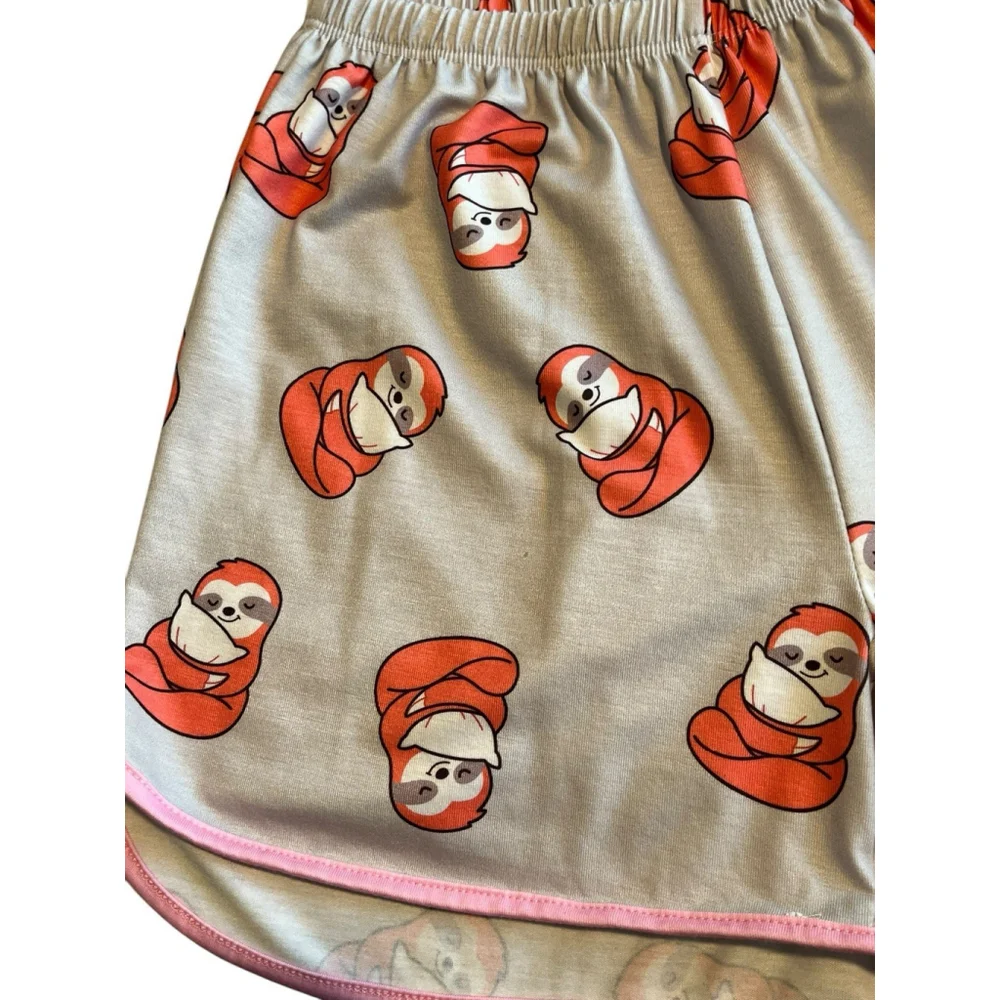 Childrenstar 2-Piece Pajama Set Girls 10-11 Pink Gray Short Sleeve Shirt Shorts